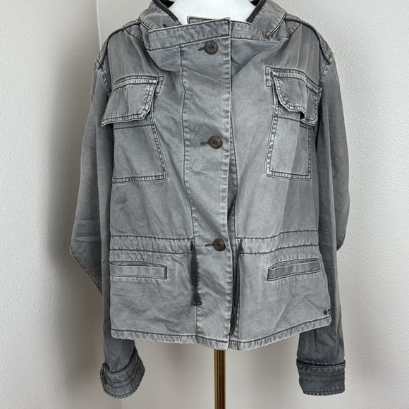 Anthropologie Hei Hei Anorak Utility Military Jacket, Gray, Size Medium - Picture 7 of 16